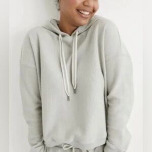 Women’s Aerie Ribbed Grey Cropped Hoodie